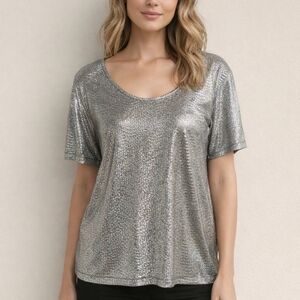 Sparkle & Fade Silver Sparkly Top- Size Small